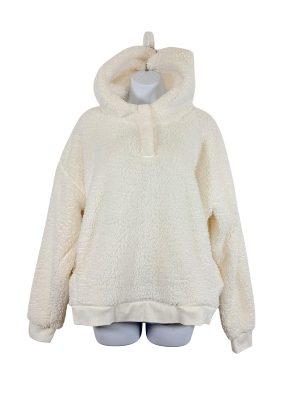Lukka Lux Sherpa Hoodie Pullover Cream XL Cozy Fleece Sweatshirt Soft Plush